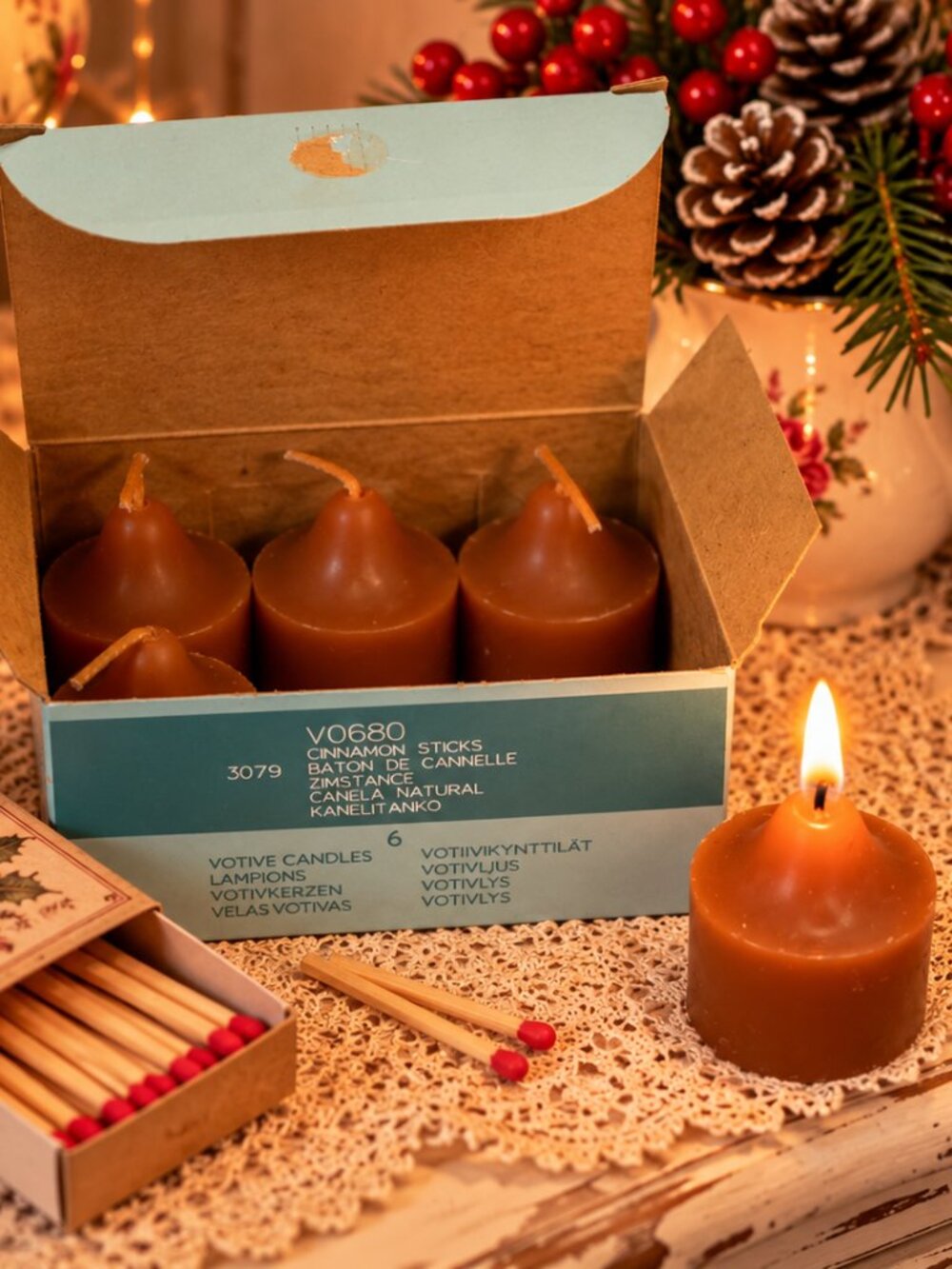 Vintage PartyLite Cinnamon Sticks Votive Candles Lot of 5 Original Box V0680